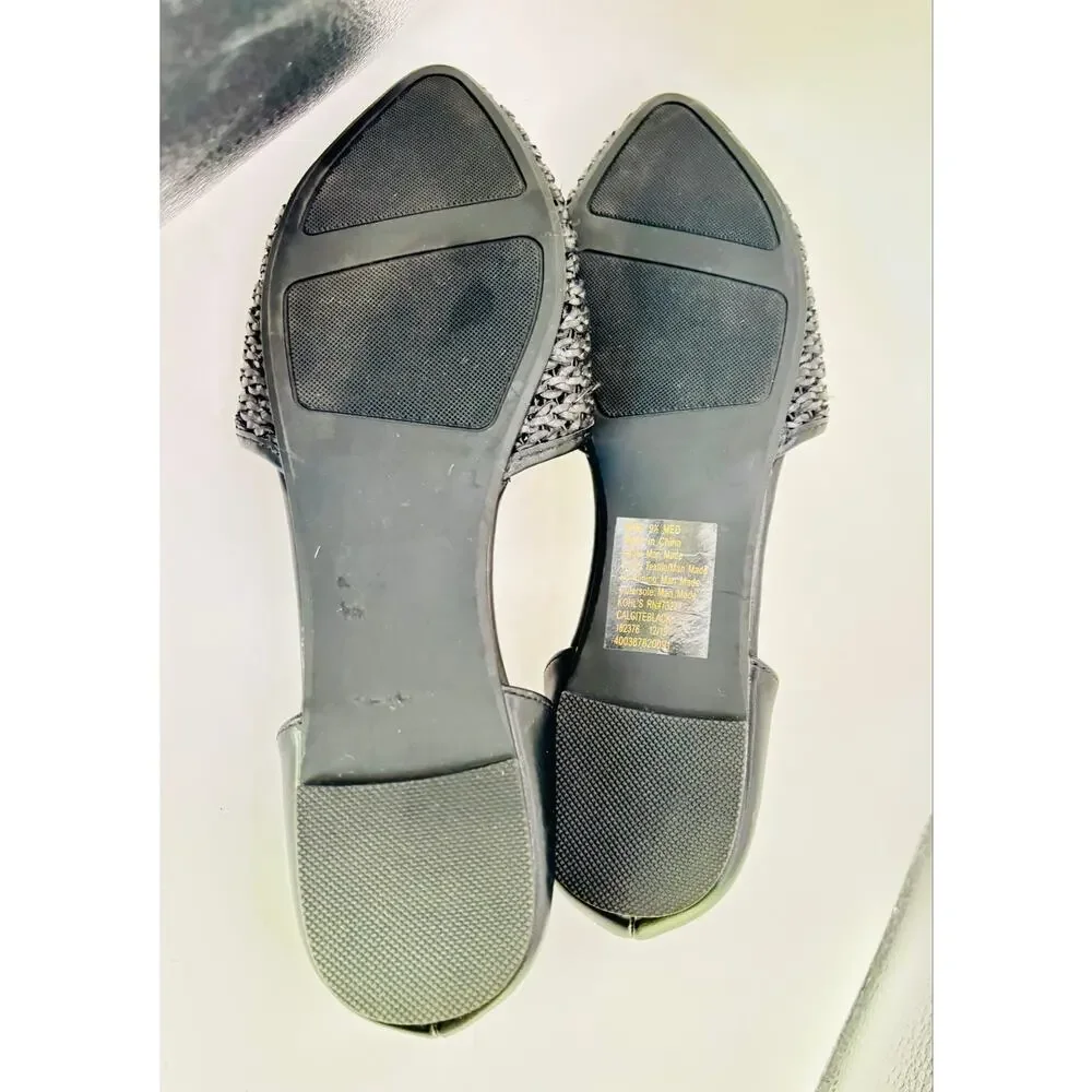 Lauren Conrad Calcite black weave D’Orsay pointy flats womens sz 9.5
